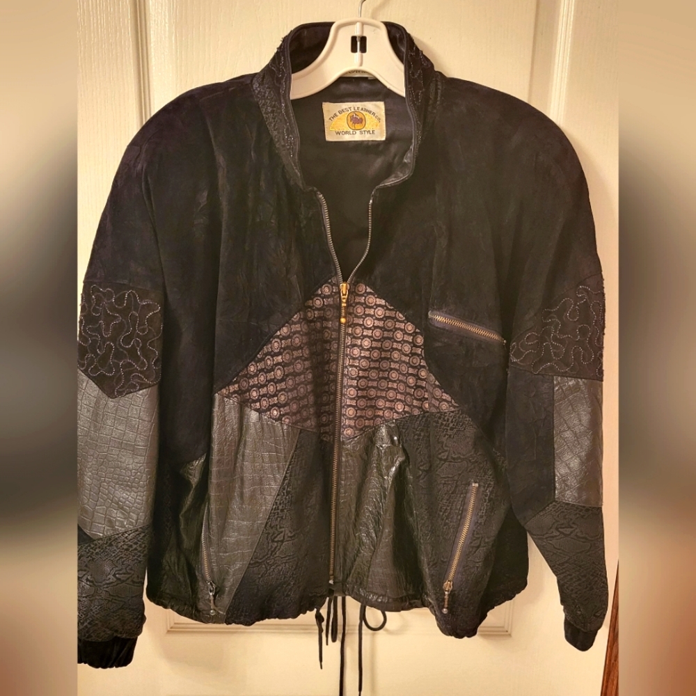 Leather patchwork jacket